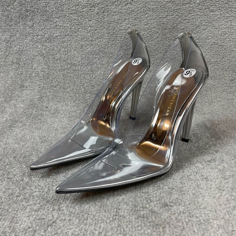 Good American Womens 9.5 Glass Slipper Cinderella Clear Pump Pointed Toe Heels